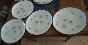 4 Vintage Franziskaner ATOMIC STARBURST 10-1/2" TELLER, Abendessen, Mid Century - Bild 1 von 2