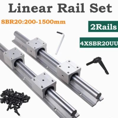 2x SBR20 Linearführung  Linearwelle Rail mit 4x SBR20UU Lagerblock L200-1500mm - Bild 1 von 4