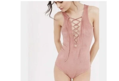 Glamorous By Urban Outfitter Gris Imitación Gamuza Sin Mangas Body Suit Gris Talla M Foto 1 de 4