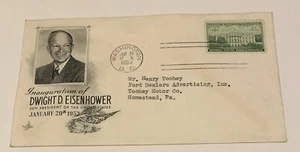 FDC Inauguration of Dwight D. Eisenhower Art Craft Cachet 1953 Green 3c Stamp - Picture 1 of 4