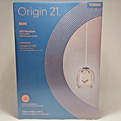 NUEVO Origin 21 LED Lámpara Colgante Remi Acabado Cromo Vidrio Transparente Globo Nuevo en Caja Foto 1 de 4