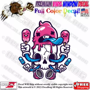 Skull Popsicle Candy Headphones Full Color Car Truck Window Vinyl Decal Sticker. - Picture 1 of 9