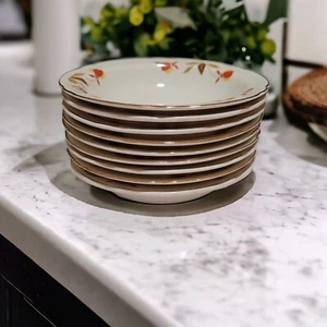 8 Hall China Autum Leaf 5 1/2" Dessert Bowls Dinnerware Vintage SHIPS TODAY - Picture 1 of 13