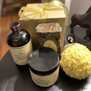 Individuelle Bio, rohe, Klasse A afrikanische Sheabutter & schwarze Seife Geschenkbox - Bild 1 von 7