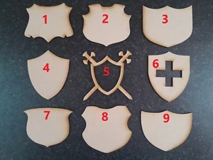 MDF Shield Craft shapes embellishment Scrap Booking 3mm Thick - Picture 1 of 1