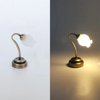 1:12 Crystal brass Miniature Dollhouse Table Lamp Tulip Shade Table Lamp Light - Image 1 of 4