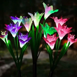 2~8Pack Solar Power Lily Flower LED Lights Stake Yard Garden Outdoor Lamp Decor - Picture 1 of 13