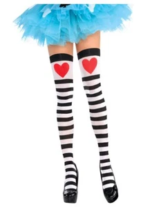 Heart and Striped Thigh Highs Alice Queen of Hearts Adult Costume Accessory - Picture 1 of 2