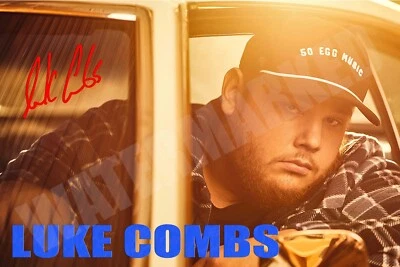 Luke Combs Hurricane When It Rains It Pours signed 12x18 inch photograph poster - Image 1 of 4
