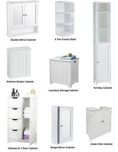 Grey White Wooden Furniture Bathroom Cabinet Shelf Cupboard Bedroom Storage Unit - Picture 1 of 94