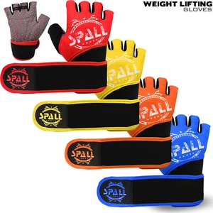Weight Lifting Padded Gloves Fitness Training Body Building Gym Wrist Support - Picture 1 of 5