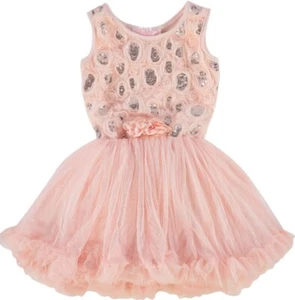 Popatu Toddler/Infant Girl Pink Ruffled Sequin Embellished Dress Age 2 & 3 Yrs - Picture 1 of 2