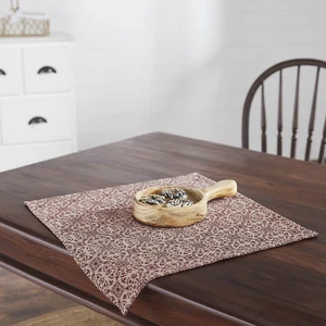 Custom House Burgundy Tan Jacquard Table Topper 20x20 - Picture 1 of 6