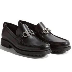 ItalianFerra gamoA+ Business Leather Shoes Thick Soled Horseneck Buckle Loafers - Picture 1 of 13