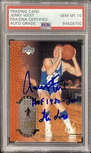 Jerry West Signed 2000 Upper Deck #32 Card HOF The Logo Insc PSA/DNA Auto Gem 10 - Picture 1 of 2
