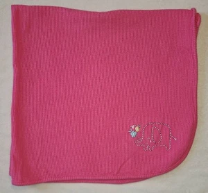 Parents Choice Pink Cotton Waffle Thermal Knit Baby Blanket Flower Elephant - Picture 1 of 4