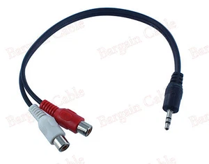 5 Pack 12 Inch 3.5MM Male To 2 RCA Female Jack Audio Cable Y Adapter(3S1-2R2-5P) - Picture 1 of 1