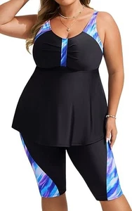 Tankini Set With Swim Shorts 2 Piece Swimsuit Swimming Costume Size UK 22 - Picture 1 of 6