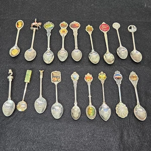 Vintage Souvenir versilberte Löffel Lot 18 USA Reise Länder Sammlung - Bild 1 von 12