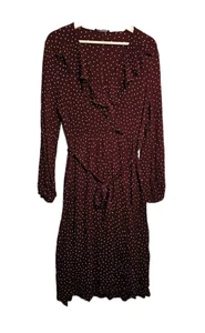 Cue in the city womens size 12 burgundy polka dot midi dress - Picture 1 of 16