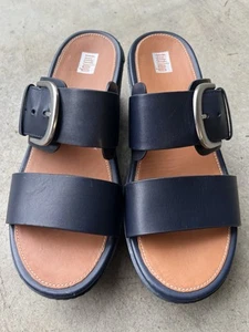 Fitflop Pilar LT ST #EW2-399 Midnight Navy Blue 3" platform slide sandals 8 / 39 - Picture 1 of 10