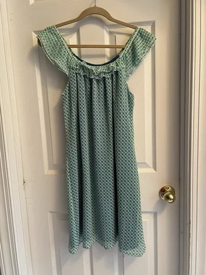 VESTIDO - Azul Marino Antiguo - Sin Mangas - Turquesa/Verde/Blanco - Hasta la Rodilla - Mediano Foto 1 de 4