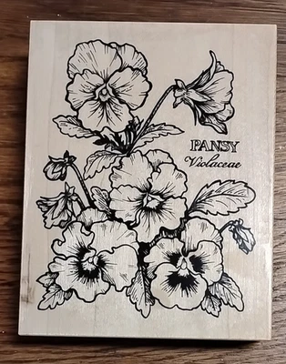 Sello de goma vintage flores pensamiento 1993 PSX K-774 EE. UU. 4,5"x 3,5" bloque Foto 1 de 4