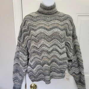 Neu mit Etikett Ana A New Approach Strickpullover grau beige mit Stehkragen Größe Medium - Bild 1 von 9
