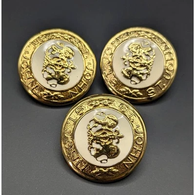 St. John Gold Tone Enamel Logo Shaft Large Replacement Buttons 23mm Set of 3  - Image 1 of 4