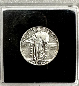1928 Standing Liberty Quarter Dollar Silber 25c vz Erhaltung - Bild 1 von 2