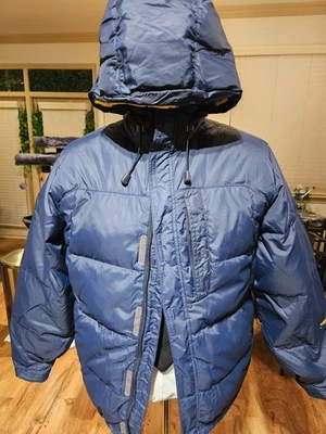 De Colección Abercrombie Hombres Pequeña Chaqueta de Invierno Azul Marino Capucha Lluvia Cortavientos Cálida Foto 1 de 4