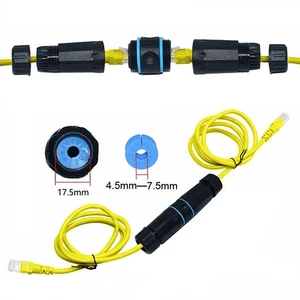 IP68 Wodoodporne RJ45 Cat6 Gigabit Ekranowane złącze LAN żeńskie na żeńskie Czarne - Zdjęcie 1 z 10