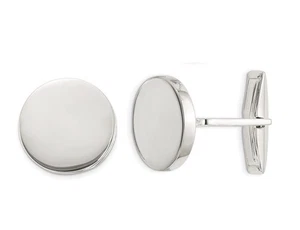 Sterling Silver Polished Round Cuff Links - Picture 1 of 3