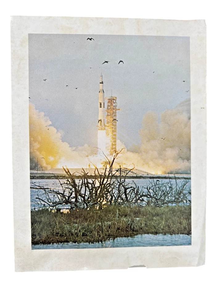 Vintage NASA Saturn V Rocket Launch Photograph Print 9x11 Space History - Image 1 of 1