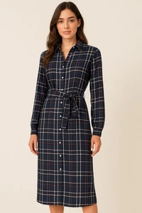 Banana Republic button down tie waist long sleeve collared dress - Picture 1 of 13