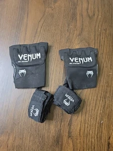 Venum Kontact Boxing Gel Glove Wraps Black - Picture 1 of 19