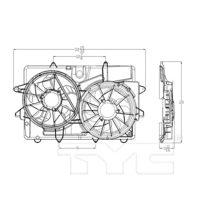TYC 621800 Dual Radiator and Condenser Fan Assembly For 07 Mercury Mariner - Image 1 of 4