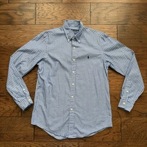 Ralph Lauren Men’s Size Medium Blue White Striped Button-Down Dress Shirt - Picture 1 of 10