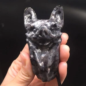 Natural Spectrolite Quartz Crystal Carved Bat Healing Decorate Pendant Specimen - Picture 1 of 8