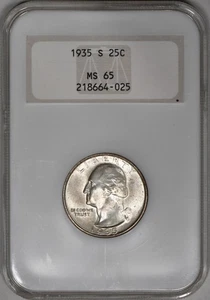 1935-S Washington Quarter 25c NGC "Fatty" MS65 - Very PQ! - Picture 1 of 3