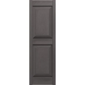 Builders Edge Shutters Pair 12"x 51" Panel Vinyl Raised Exterior in Tuxedo Grey - Picture 1 of 10