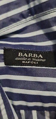Camicia a righe Barba taglia 41/16 cucita a mano con bottoni in madreperla  - Immagine 1 di 4