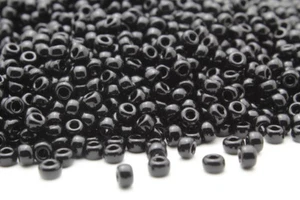Miyuki Round Rocailles 6/0 Opaque Black Luster Seed Beads RR-401 - Picture 1 of 1