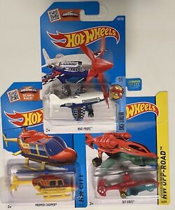 Lot of 3 - Hot Wheels Sky Show Plane Helicopter Lot 140/250 52/250 94/250