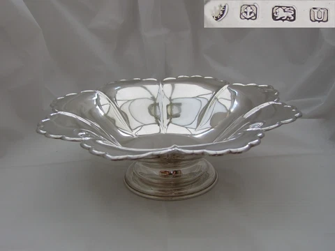 RARE GEORGE V HM STERLING SILVER PEDESTAL BOWL 1919 Cover