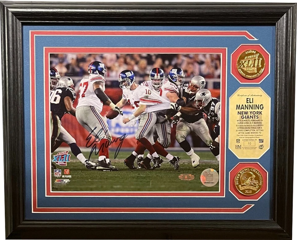 Eli Manning signed New York Giants SB XLII Photo Framed Highland Mint- Steiner - Image 1 of 1