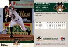 Brian Holliday 2008 Choice Lynchburg Hillcats #08 Card *AutographDen*