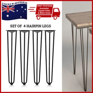Cafe Pro Table Hairpin Legs Coffee Dinner Desk Bench Metal Steel Black Set Of 4 - Picture 1 of 9