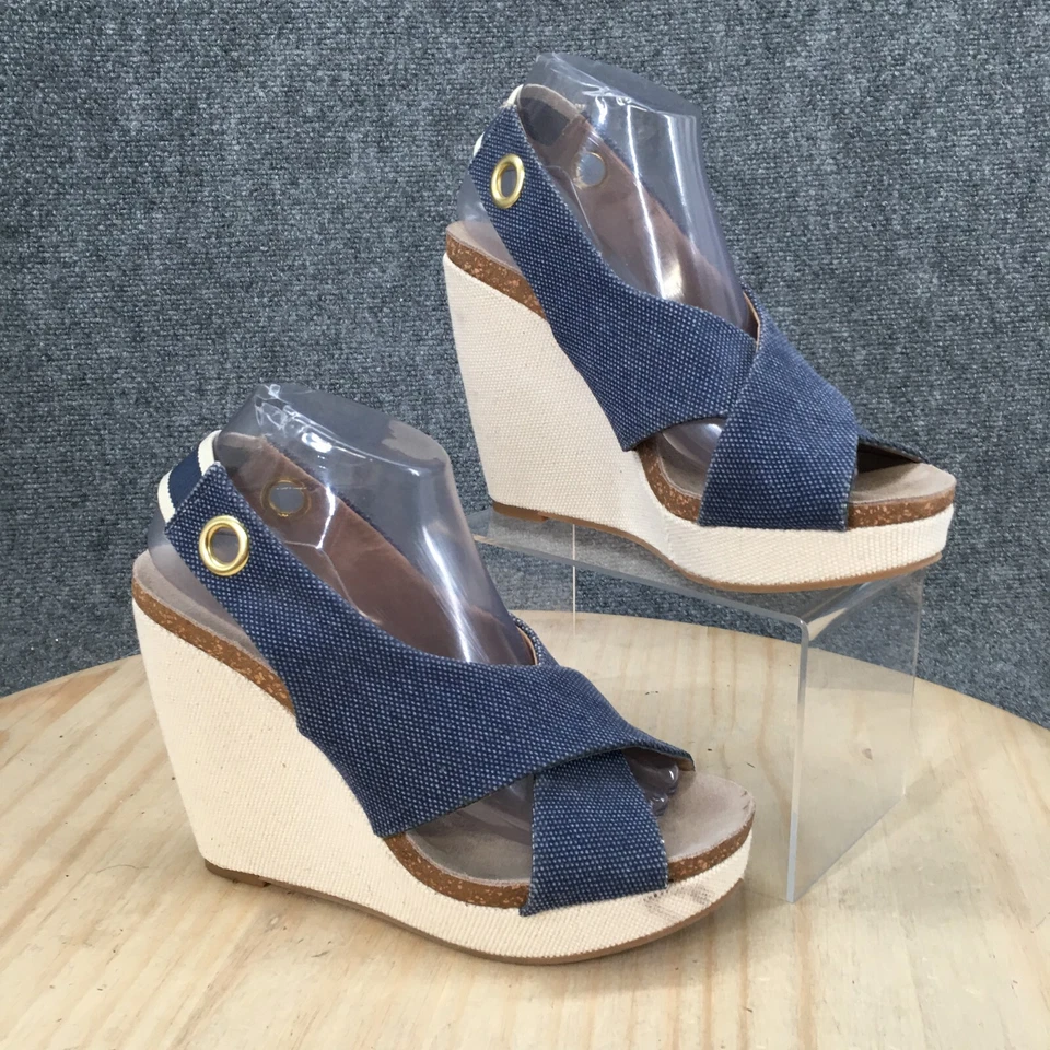 Splendid Heels Womens 9 M Slingback Platform Blue Slip On Wedge Casual Comfort - Image 1 of 4