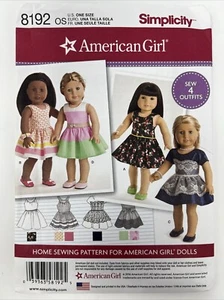 Simplicity 8192 Sewing Pattern American Girl Doll Clothes 4 Outfits Uncut - Picture 1 of 4